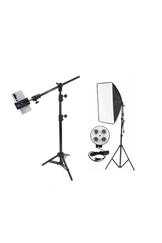 پک اقتصادی شماره ۳: سافتباکس لامپخور (۴لامپه)+ سه پایه موبایلی